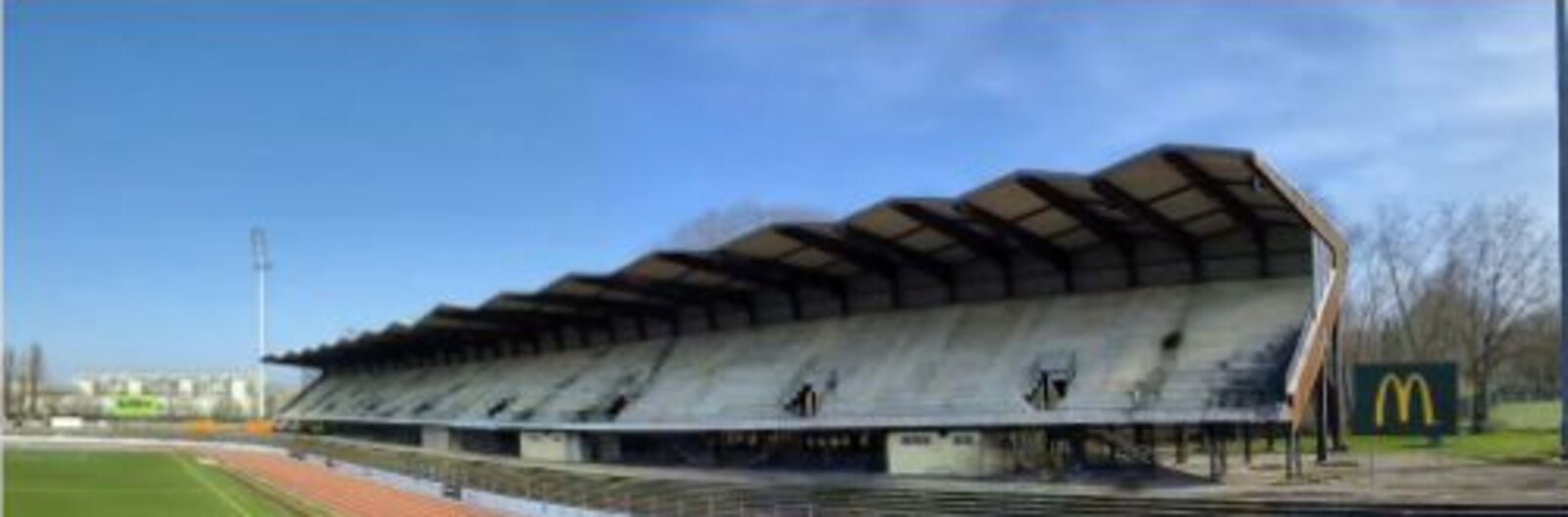 Tribune Johansen du Stade de l'Ill à Mulhouse avant déconstruction