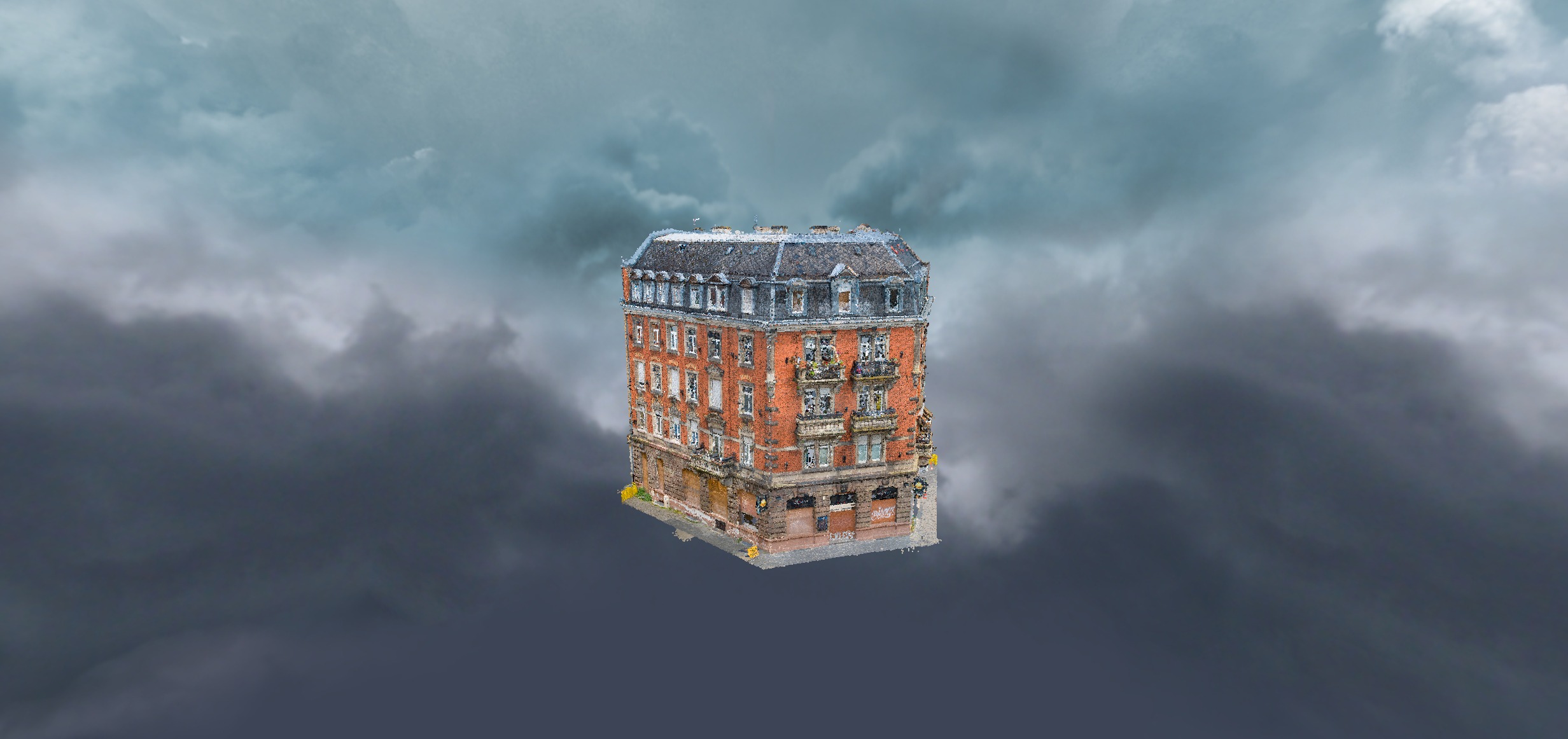 Screenshot modèle 3D Potree nuage de points bâtiment